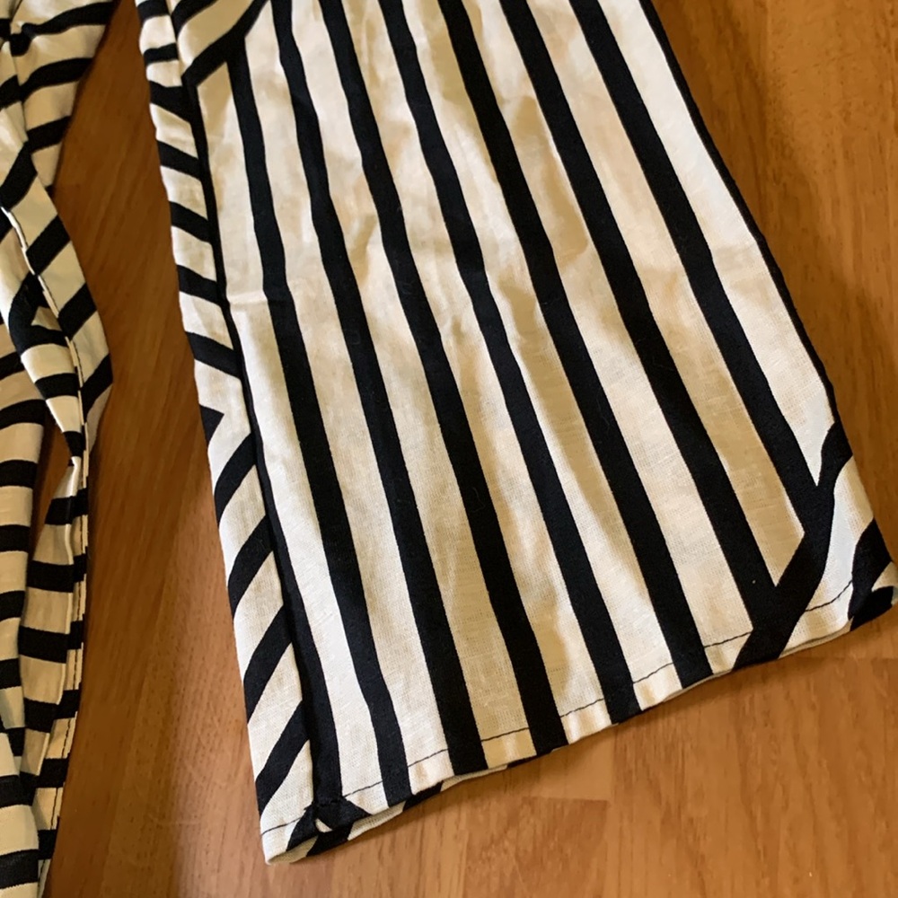 H&M Linen Blend Wrap Dress Geometric Stripes Size Medium NWT - Picture 5 of 12